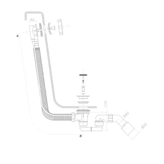 Omnires CGS syfon wannowy przelewowo-odpływowy, brąz antyczny szczotkowany TK104-1.25+64-SBR