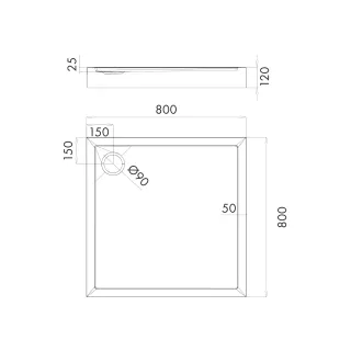 Omnires CAMDEN akrylowy brodzik prysznicowy, 80 x 80 cm, biały połysk CAMDEN80-KBP