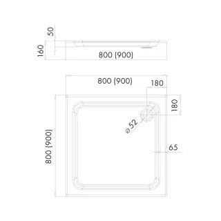 Omnires INVEST PROJECT akrylowy brodzik prysznicowy, 80 x 80 cm, biały połysk INVESTPROJECT80-KBP