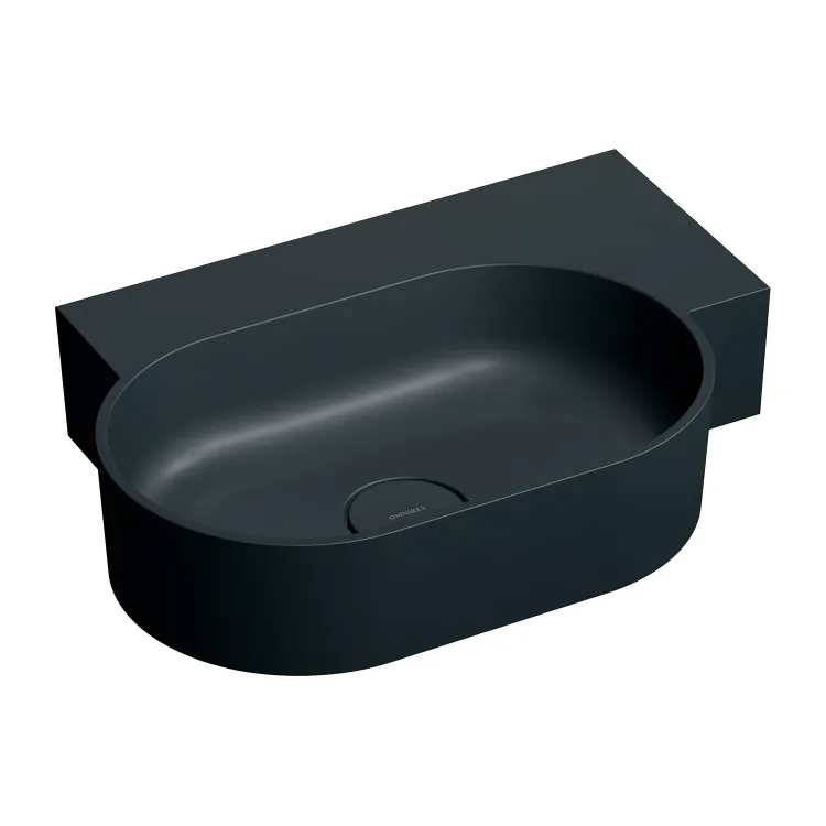Omnires OVO M+ umywalka nablatowa/wisząca - prawa, 55 x 38 cm, black lava mat OVO555UWPBLV