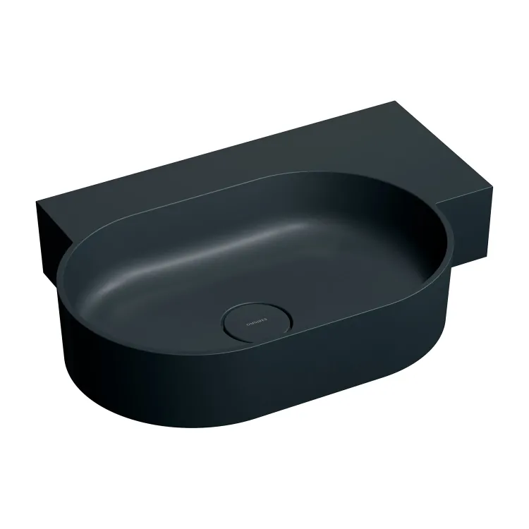 Omnires OVO M+ umywalka nablatowa/wisząca - prawa, 64 x 44 cm, black lava mat OVO645UWPBLV
