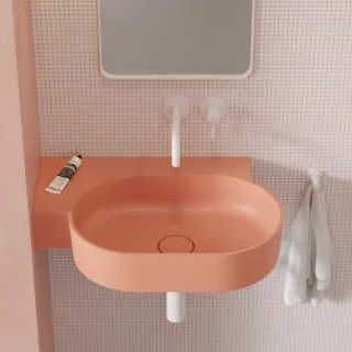 Omnires OVO M+ umywalka nablatowa/wisząca - lewa, 64 x 44 cm, coral mat OVO645UWLCO