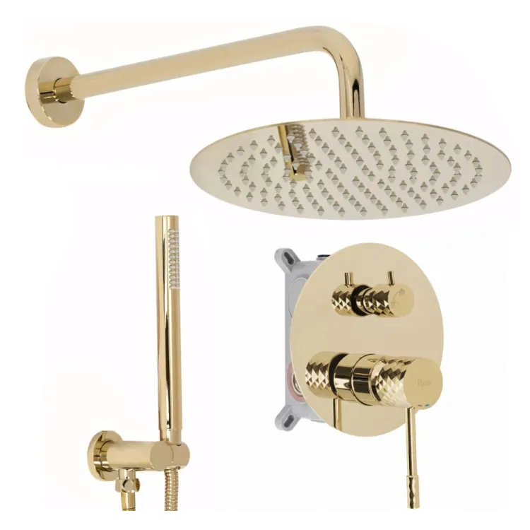 Rea ZESTAW NATRYSKOWY PODTY LUNGO DIAMOND ZŁOTY + BOX REA-P6964