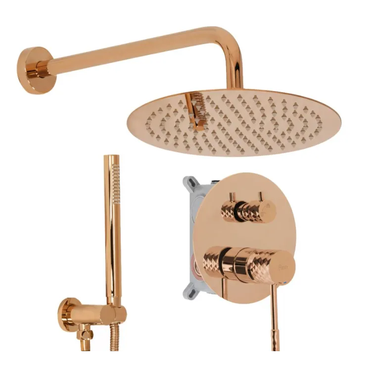 Rea ZESTAW NATRYSKOWY PODTY LUNGO DIAMOND MIEDŹ + BOX REA-P5657