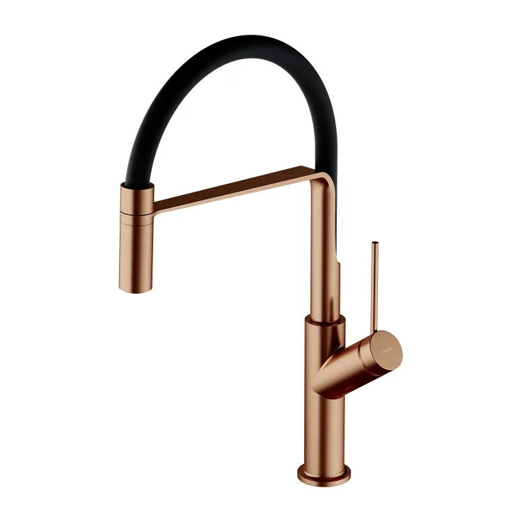 Omnires VITA bateria kuchenna z wyciąganą wylewką, miedź szczotkowana/czarny mat VI6350BLCPB