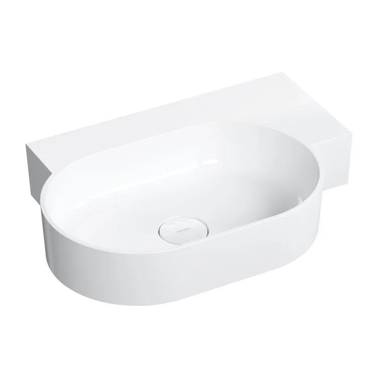 Omnires OVO M+ umywalka nablatowa/wisząca - prawa, 64 x 44 cm, biały połysk OVO645UWPBP