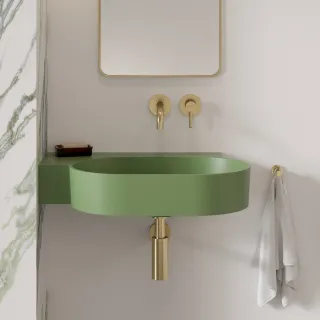 Omnires OVO M+ umywalka nablatowa/wisząca - lewa, 64 x 44 cm, olive mat OVO645UWLOL