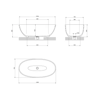 Omnires SHELL M+ wanna wolnostojąca, 148 x 75 cm, biały mat SHELL148WWBM
