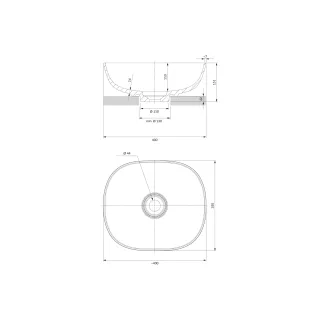 Omnires SILK M+ umywalka nablatowa, 40 x 35 cm, biały połysk SILK400BP