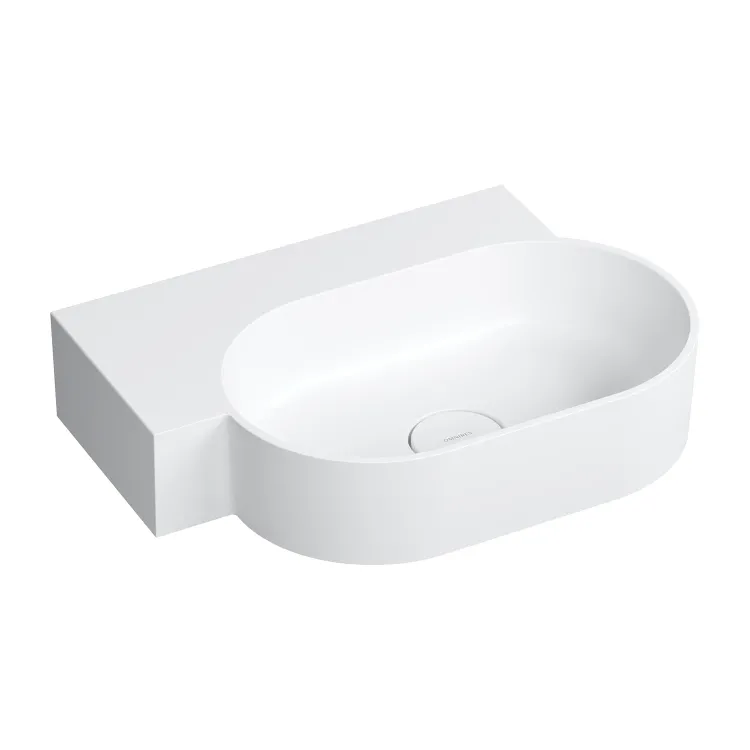 Omnires OVO M+ umywalka nablatowa/wisząca - lewa, 55 x 38 cm, biały mat OVO555UWLBM