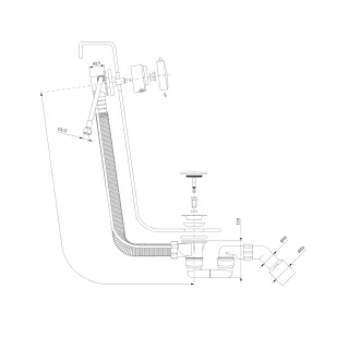 Omnires CGS syfon wannowy przelewowo-odpływowo-napełniający, chrom połysk TK122-PLUS-3.01+64-SCR