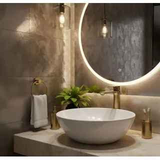 Rea BATERIA UMYWALKOWA DROP ZŁOTA SZCZOTKOWANA WYSOKA REA-B4637