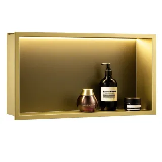 Rea PÓŁKA WNĘKOWA LED 60x30x10 cm BRUSH GOLD REA-08543