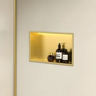 Rea PÓŁKA WNĘKOWA LED 30x45x10 cm BRUSH GOLD REA-08545