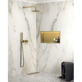 Rea PÓŁKA WNĘKOWA LED 30x45x10 cm BRUSH GOLD REA-08545