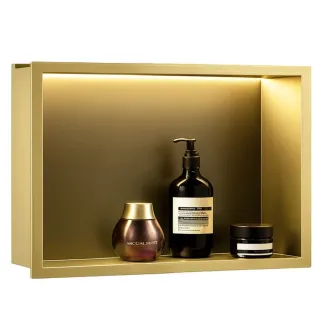 Rea PÓŁKA WNĘKOWA LED 30x45x10 cm BRUSH GOLD REA-08545