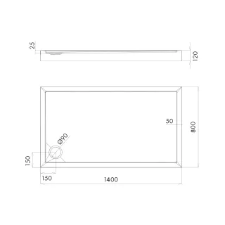 Omnires CAMDEN akrylowy brodzik prysznicowy, 80 x 140 cm, biały połysk CAMDEN80-140-PBP