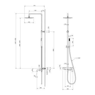 Omnires Y termostatyczny system wannowy natynkowy, grafit szczotkowany Y1234GR
