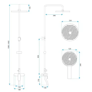 Rea ZESTAW NATRYSKOWY DROP ZŁOTY SZCZOTKOWANY REA-P7063