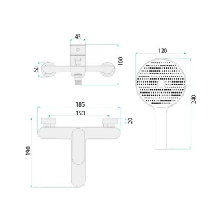 Rea BATERIA WANNOWA DROP MIEDŹ SZCZOTKOWANA REA-B6397