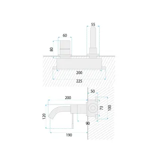 Rea BATERIA UMYWALKOWA PODTYN LUNGO DIAMOND CHROM+BOX REA-B6382