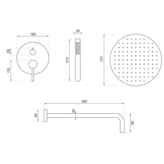 Rea ZESTAW NATRYSKOWY PODTYNKOWY LUNGO TYTAN + BOX REA-P6363