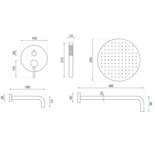 Rea ZESTAW NATRYSKOWO-WANNOWY Z WYLEWKĄ LUNGO TYTAN REA-P6380