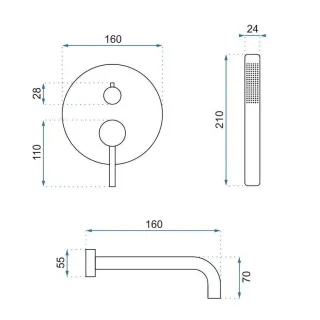 Rea BATERIA WANNOWA PODTYNKOWA LUNGO TYTAN + BOX REA-B6388