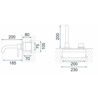 Rea BATERIA UMYWALKOWA PODTYNKO LUNGO LONG TYTAN + BOX REA-B6390