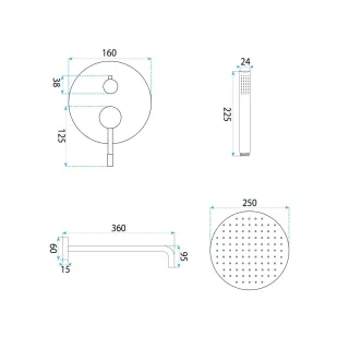 Rea ZESTAW NATRYSKOWY PODTY LUNGO DIAMOND MIEDŹ + BOX REA-P5657