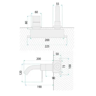 Rea BATERIA UMYWALKOWA PODTYN LUNGO DIAMOND MIEDŹ + BO REA-B0540