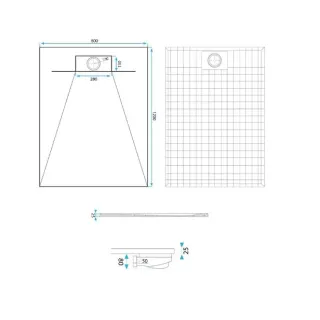 Rea BRODZIK BAZALT WHITE 80x120 + SYFON REA-K3900