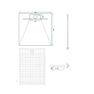Rea BRODZIK BAZALT WHITE 80x120 + SYFON REA-K3900