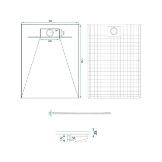 Rea BRODZIK BAZALT WHITE 80x120 + SYFON REA-K3900