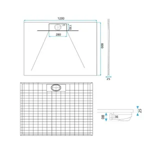 Rea BRODZIK BAZALT LONG WHITE 80x100 + SYFON REA-K3902