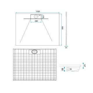 Rea BRODZIK BAZALT LONG BLACK 90x120 + SYFON REA-K3904
