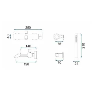 Rea BATERIA WANNOWA LUNGO GRIP MIEDŹ SZCZOTKOWANA REA-B4567