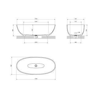 Omnires SHELL M+ wanna wolnostojąca, 175 x 78 cm, biały mat SHELL175WWBM