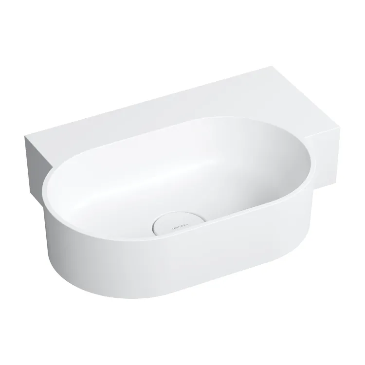 Omnires OVO M+ umywalka nablatowa/wisząca - prawa, 55 x 38 cm, biały mat OVO555UWPBM