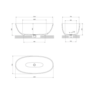 Omnires SHELL M+ wanna wolnostojąca, 160 x 75 cm, ash grey mat SHELLWWAG