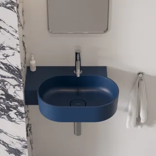 Omnires OVO M+ umywalka nablatowa/wisząca - lewa, 55 x 38 cm, midnight blue mat OVO555UWLMB