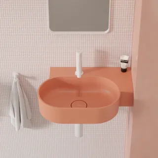 Omnires OVO M+ umywalka nablatowa/wisząca - prawa, 55 x 38 cm, coral mat OVO555UWPCO