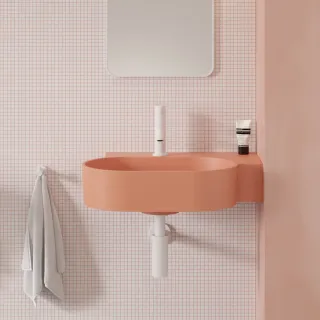 Omnires OVO M+ umywalka nablatowa/wisząca - prawa, 55 x 38 cm, coral mat OVO555UWPCO