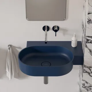 Omnires OVO M+ umywalka nablatowa/wisząca - prawa, 64 x 44 cm, midnight blue mat OVO645UWPMB
