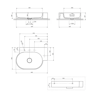 Omnires OVO M+ umywalka nablatowa/wisząca - prawa, 64 x 44 cm, terracotta mat OVO645UWPTE