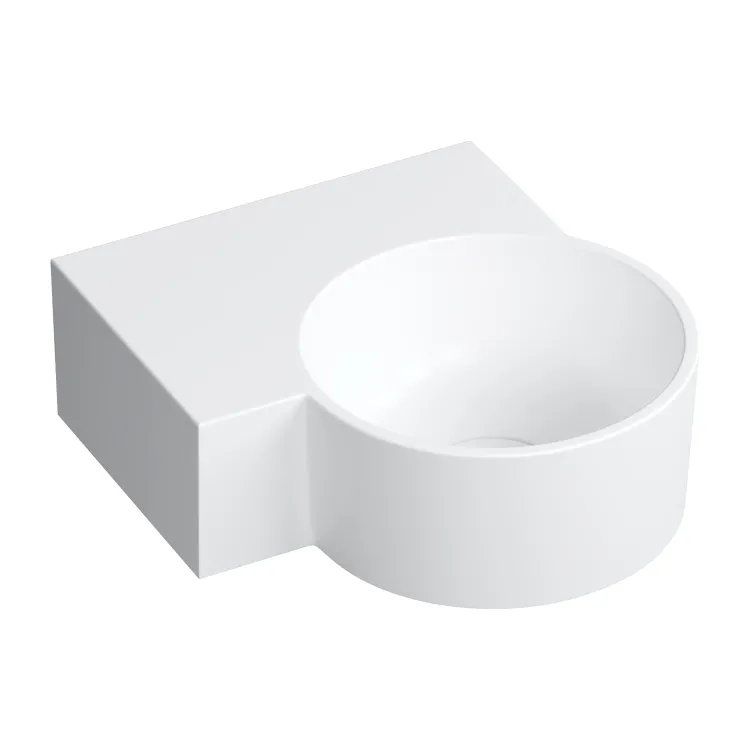 Omnires OVO M+ umywalka nablatowa/wisząca - lewa, 33 x 34 cm, biały mat OVO335UWLBM