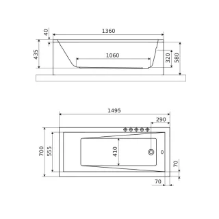 Excellent Wave wanna prostokątna 150x70 cm biały połysk WAEX.WAV15WH