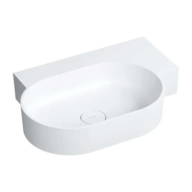 Omnires OVO M+ umywalka nablatowa/wisząca - prawa, 64 x 44 cm, biały mat OVO645UWPBM