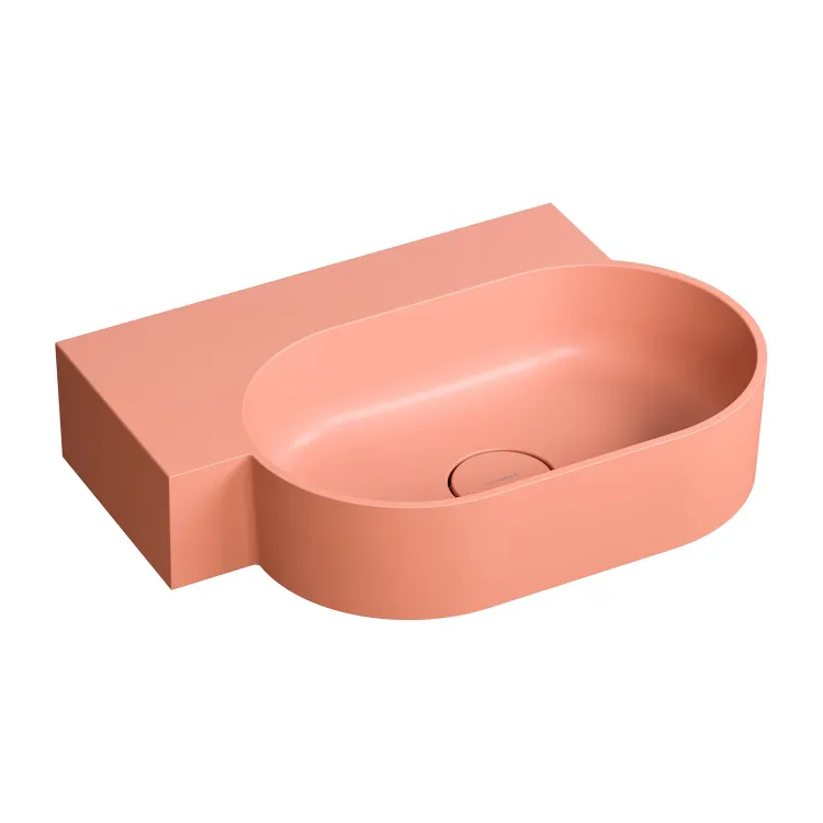 Omnires OVO M+ umywalka nablatowa/wisząca - lewa, 55 x 38 cm, coral mat OVO555UWLCO