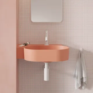 Omnires OVO M+ umywalka nablatowa/wisząca - lewa, 55 x 38 cm, coral mat OVO555UWLCO
